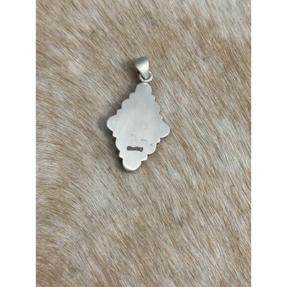 Native American SW Sterling Silver Blue Turquoise Multistone Cluster Pendant - Picture 4 of 8